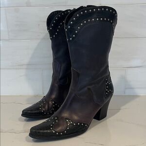 Matisse Studded Heeled Tricolor Cowgirl Western Boots